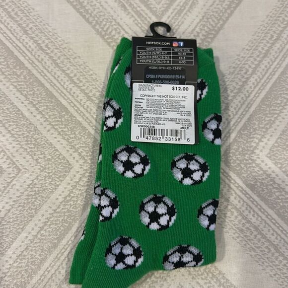 Hot Sox Green Socks Soccer Balls - Size Youth L/XL|Sock Size 9-11 Gift Giving - Picture 3 of 3